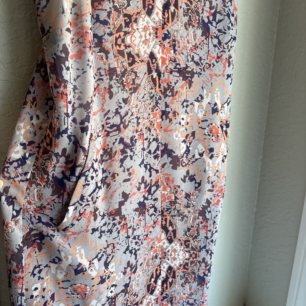 Cabi Womens XS Sleeveless Dress Fresco Slip Multi-Color V-Neck Pockets Boho - Picture 2 of 8